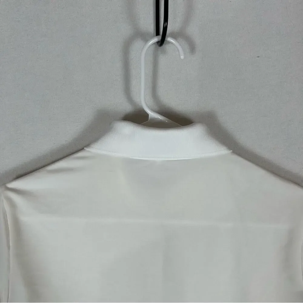 Nike Golf Tour White Dri Fit Polo Womens M Medium Short Sleeve Hip Length Button